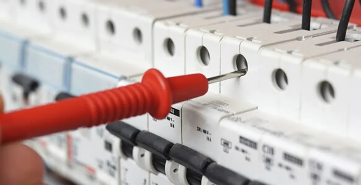 Electrical contractor testing circuit breakers during electrical repair in La Vista, NE