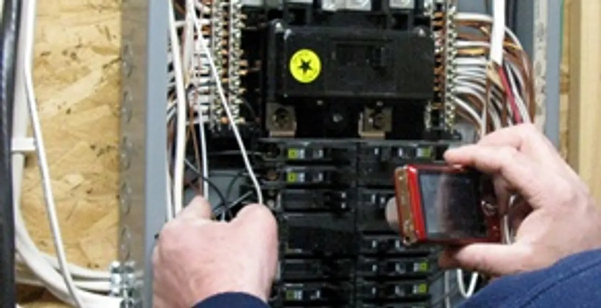 Home electrical inspection of circuit breaker panel by licensed electrician in Bellevue, NE