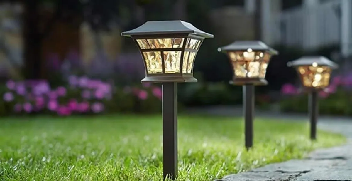 landscape lighting installation services with professionally installed pathway lights in Bellevue, NE